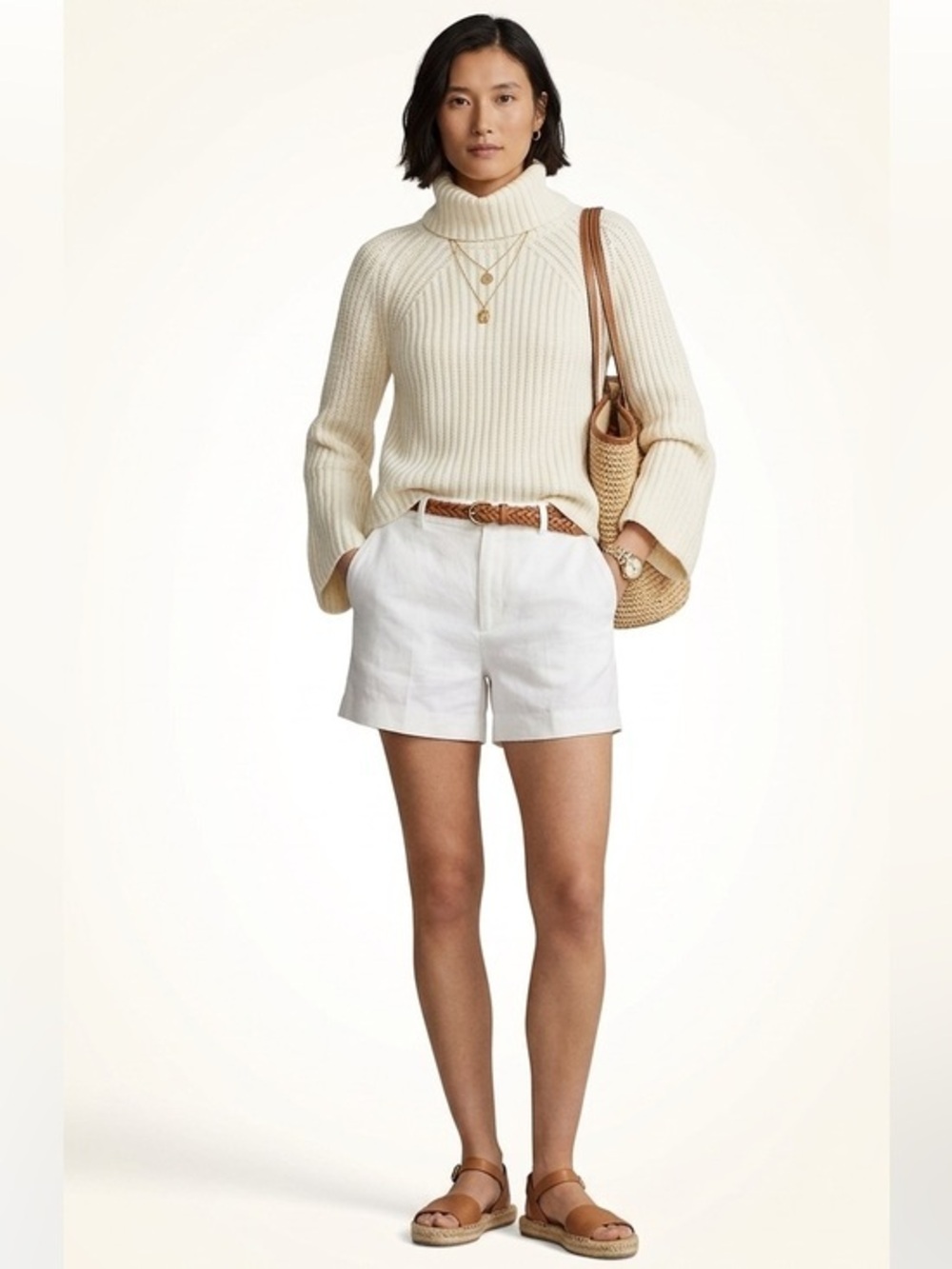 Madison Clique Knit Creme Turtleneck Size Small Cotton